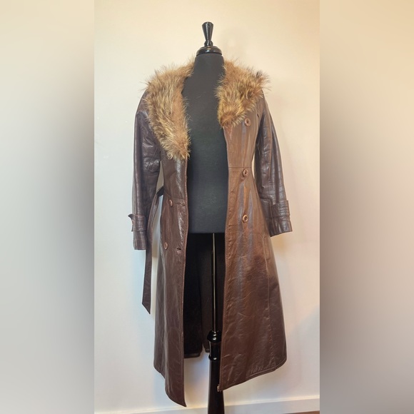 Vintage 70s genuine leather & fur duster - excellent condition - Picture 3 of 6